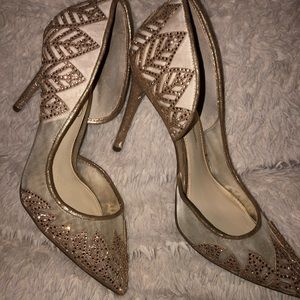 Jessica Simpson Gold mesh heels